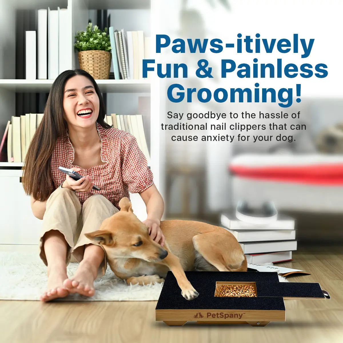 Petspany Dog Nail Scratch Board 14.55X10.39 Inch (37X26.4 Cm) - Bamboo Wood Scratch Pad with Treat Box - Stress-Free Dog Scratch Pad for Nails - Scratching Nail File Board