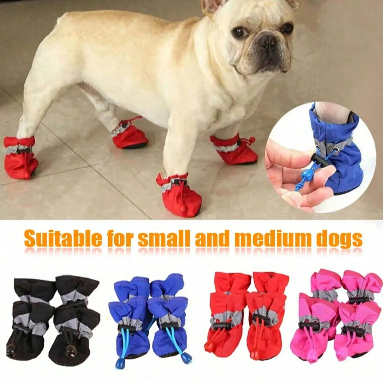 Reflective Pet Shoes, 4 Counts Waterproof Soft Bottom Dog & Puppy Shoes, Non-Slip Pet Boots, Oxford Cloth Pet Paw Protectors, Dog & Cat Clothing, Clothes