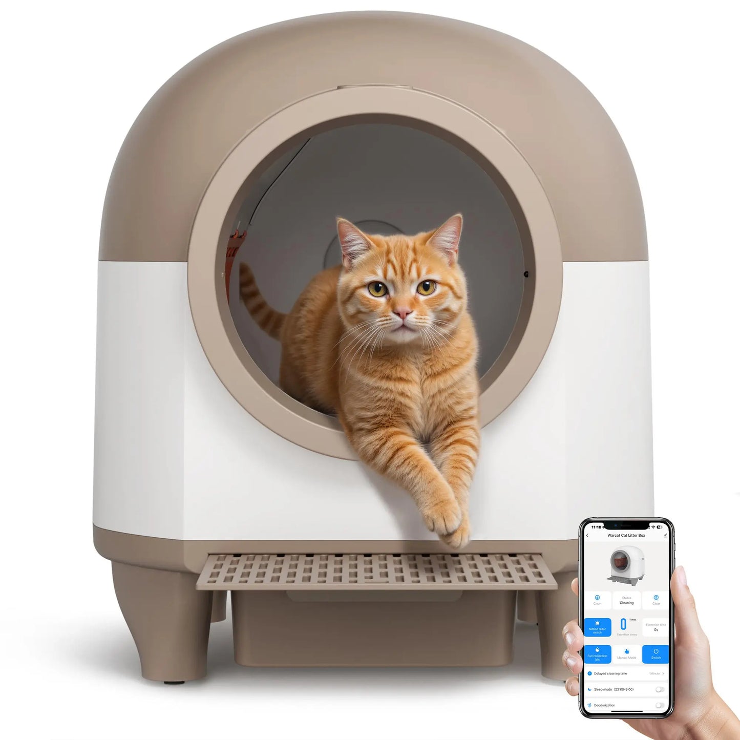 Warcat Smart Low-Noise Auto-Cleaning Litter Box 90L Self Cleaning Cat Litter Box App-Controlled via 2.4G Wifi with Smart Sensors, Safety Protection, Easy Maintenance, Easy Setup & Clean #Summeressentials #Tiktokshopdealsforyoudays #Tiktokshopmemorialday